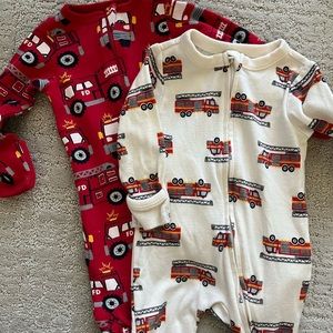 Newborn pajamas. Fire trucks. Only worn a few times each!